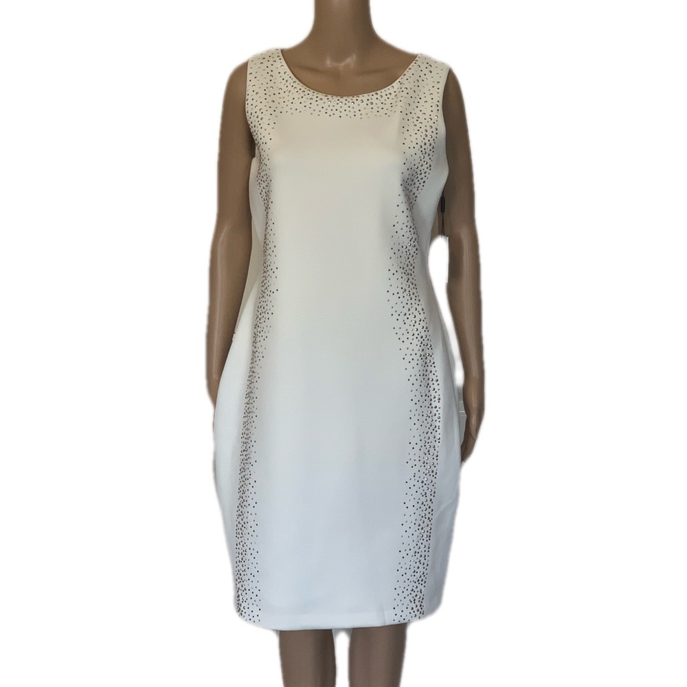 White Calvin Klein Scuba Sheath Studded Dress Womens Size 12